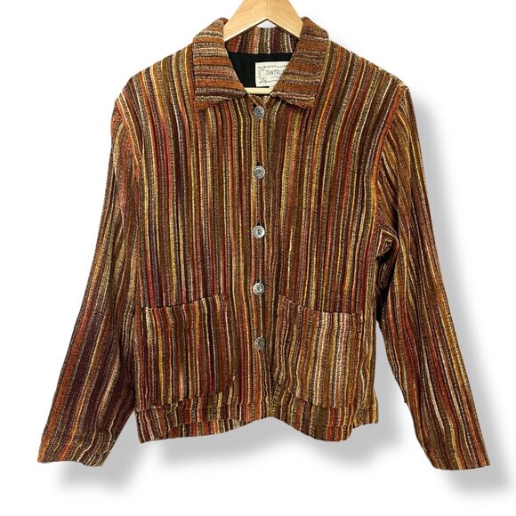 Vintage Tantrums Jacket Textured Stripe Button-Up Women Size Small Eclectic Boho - Picture 1 of 13
